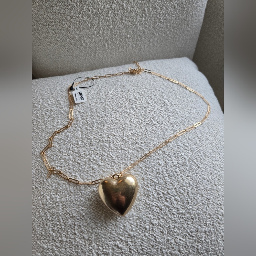 NWT! Free People, Spektor Heart Pendant Necklace, Vintage Gold - Picture 10 of 13